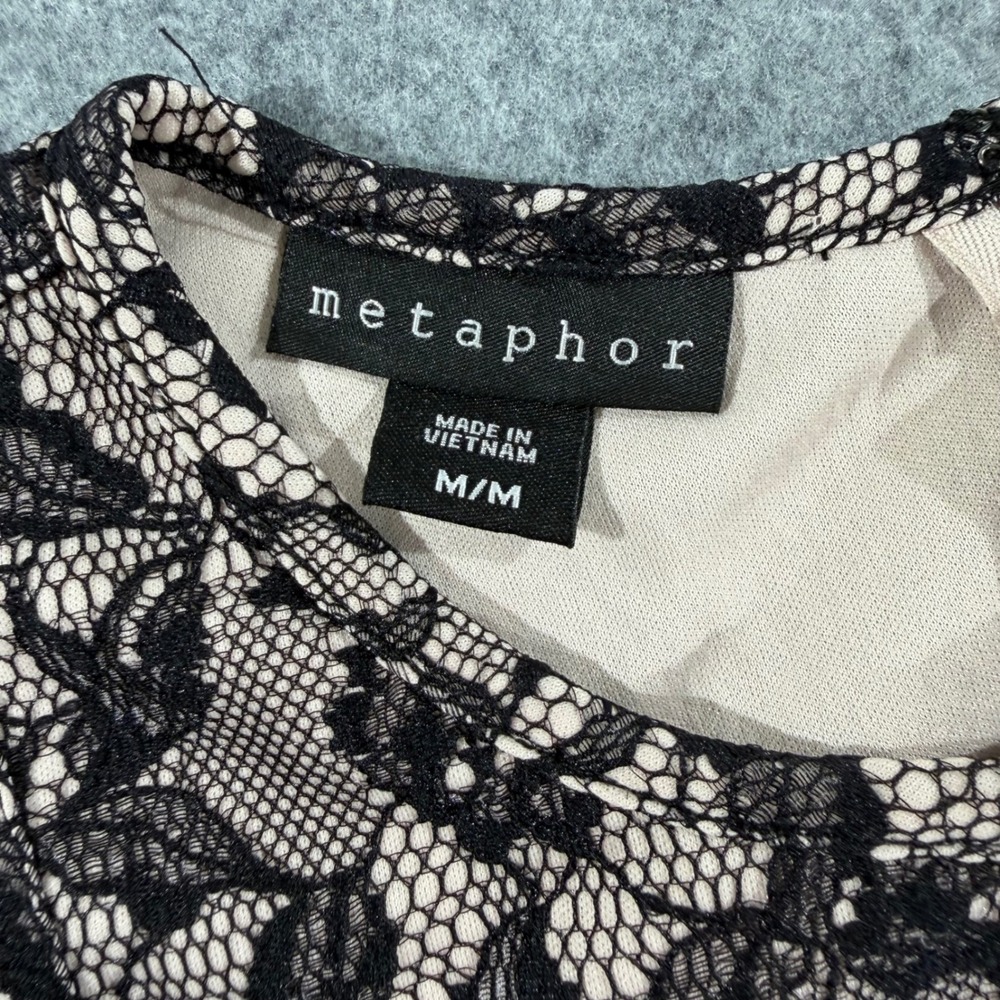 Metaphor Womens Black Floral Lace Fit and Flare Sleeveless Cocktail Dress Medium - Picture 2 of 5